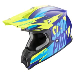 Casco da motocross Scorpion VX-16 EVO AIR Slanter blu opaco-giallo fluo