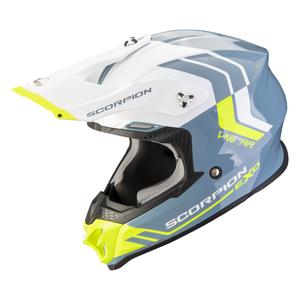 Casco da motocross Scorpion VX-16 EVO AIR Fusion blu-giallo fluo