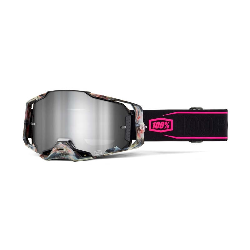 Occhiali da motocross 100% - USA ARMEGA Sarcelle argento plexi