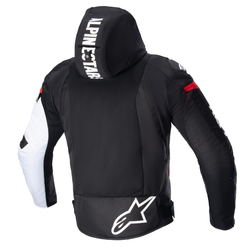 Giacca da moto impermeabile Alpinestars Zaca Air nero-bianco-rosso fluo