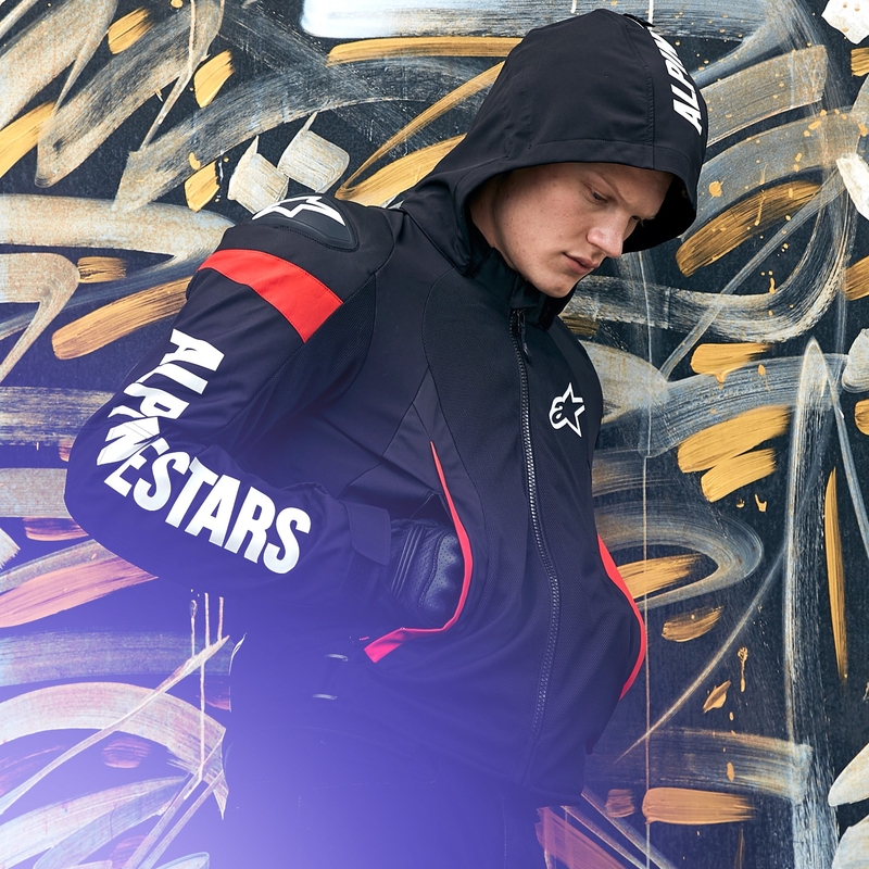 Giacca da moto impermeabile Alpinestars Zaca Air nero-bianco-rosso fluo