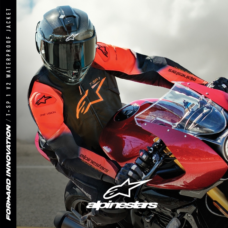 Alpinestars T-SP 1 2 Impermeabile Nero-Rosso fluo Giacca da moto