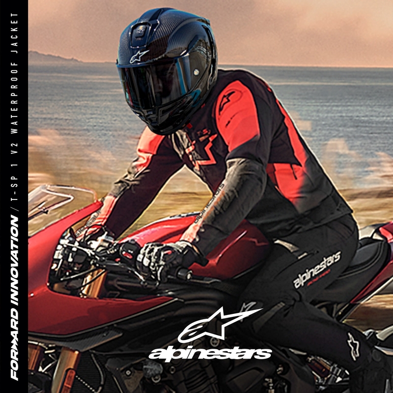 Alpinestars T-SP 1 2 Impermeabile Nero-Rosso fluo Giacca da moto