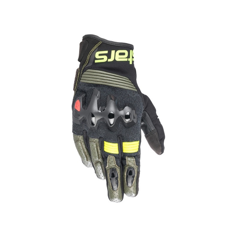 Guanti moto Alpinestars Halo nero-verde-giallo fluo