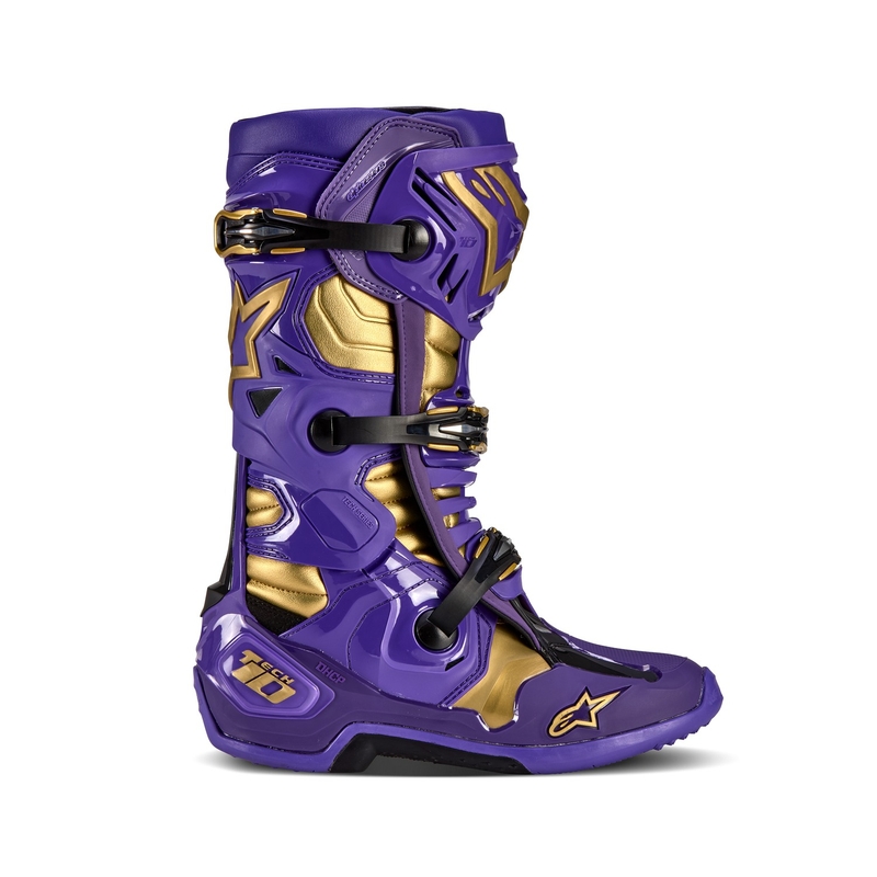 Stivali da moto Alpinestars Tech 10 Limited Edition Champ viola e oro