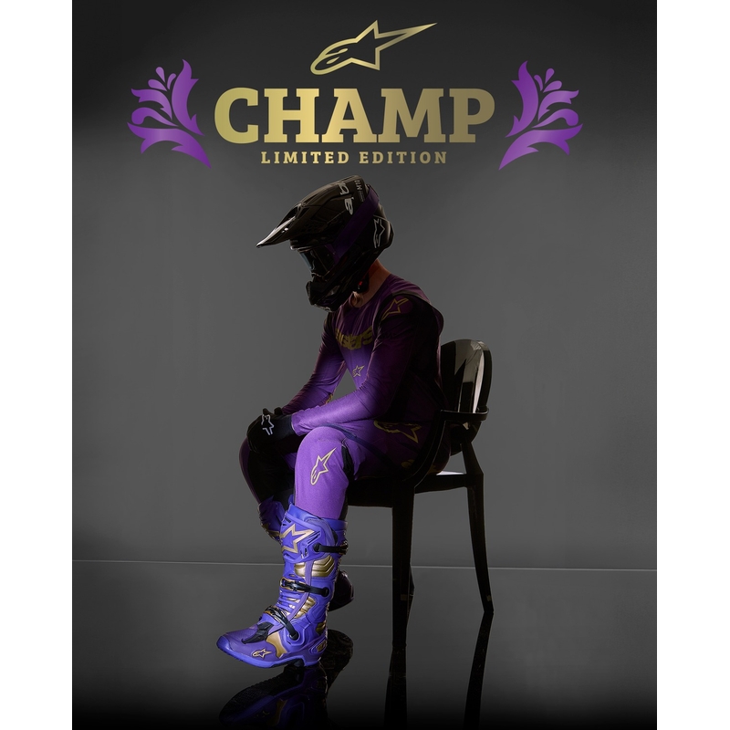 Stivali da moto Alpinestars Tech 10 Limited Edition Champ viola e oro