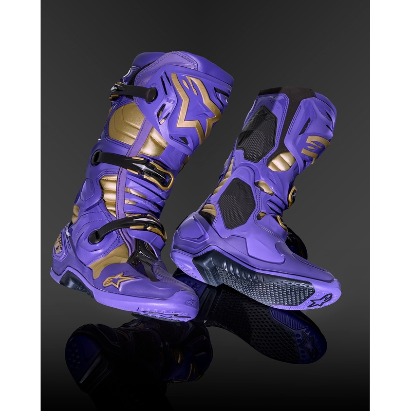 Stivali da moto Alpinestars Tech 10 Limited Edition Champ viola e oro