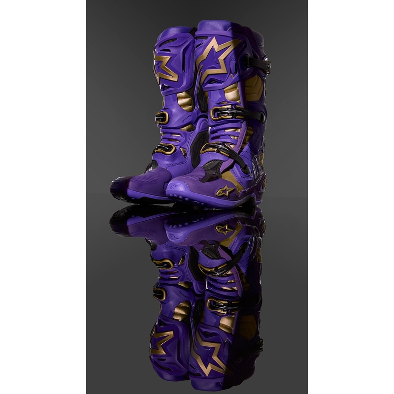 Stivali da moto Alpinestars Tech 10 Limited Edition Champ viola e oro