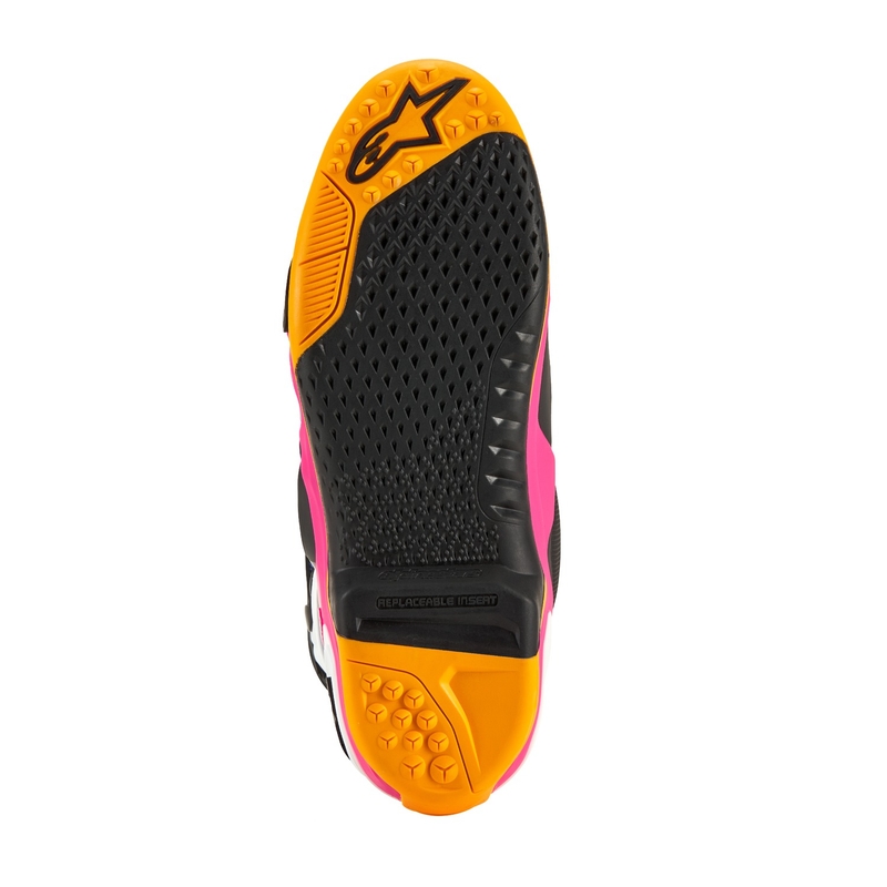 Alpinestars Tech 10 Limited Edition Coast bianco-blu scuro-rosa-giallo fluo-arancio-nero stivali da moto