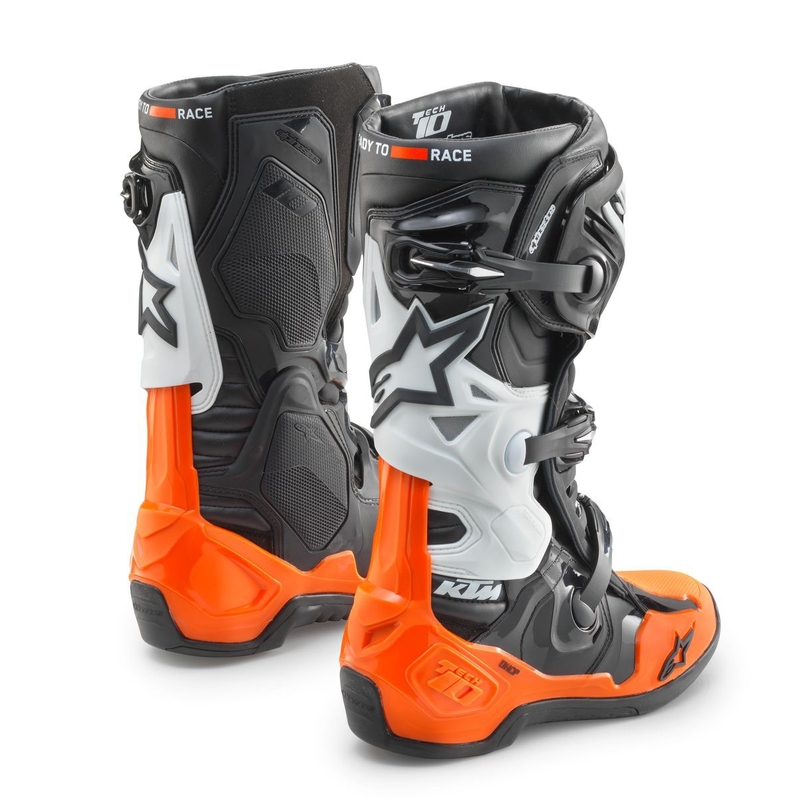 Stivali da moto Alpinestars Tech 10 KTM neri e arancioni