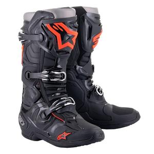 Stivali da moto Alpinestars Tech 10 nero-rosso-fluo-grigio