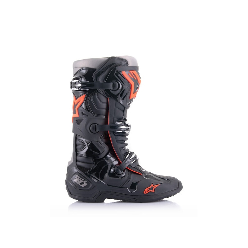 Stivali da moto Alpinestars Tech 10 nero-rosso-fluo-grigio