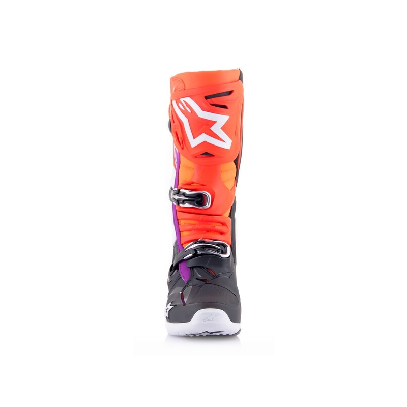 Stivali da moto Alpinestars Tech 10 arancio-giallo-viola-bianco-nero
