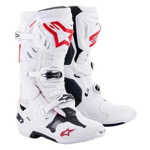 Stivali Moto Alpinestars Tech 10 Supervented Traforati Bianco-Rosso-Nero