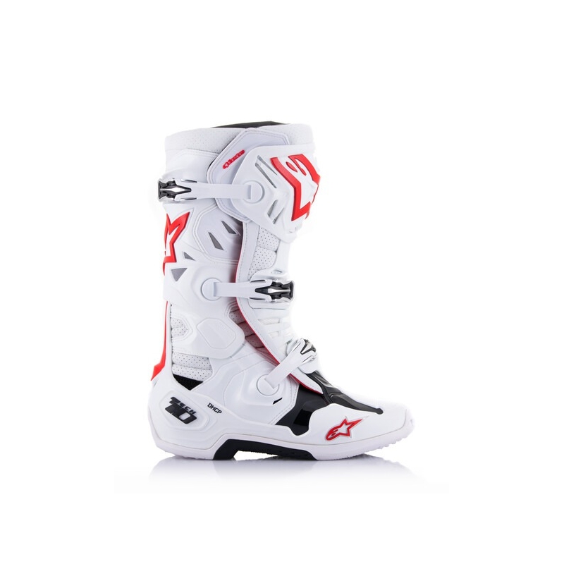 Stivali Moto Alpinestars Tech 10 Supervented Traforati Bianco-Rosso-Nero