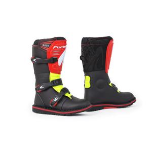 Stivali da moto per bambini Forma Rock nero-giallo-rosso