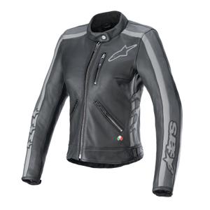 Alpinestars Stella Dyno Donna Giacca da moto in pelle nera e grigia