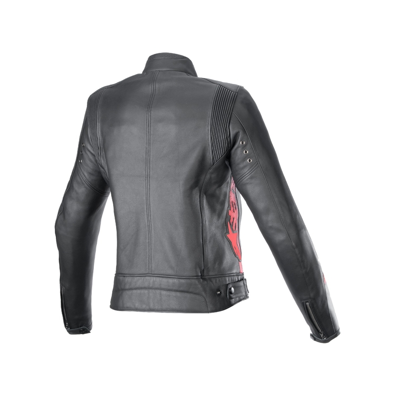Alpinestars Stella Dyno Donna Giacca da moto in pelle nera e rossa