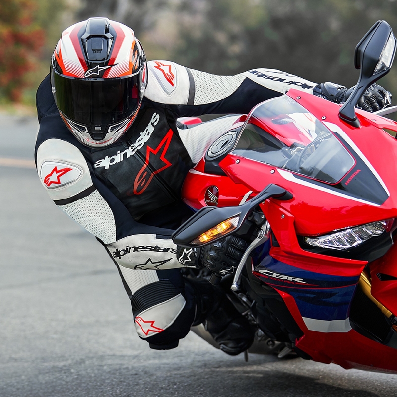 Alpinestars GP Force Lurv tuta intera in pelle rosso fluo-bianco-nero