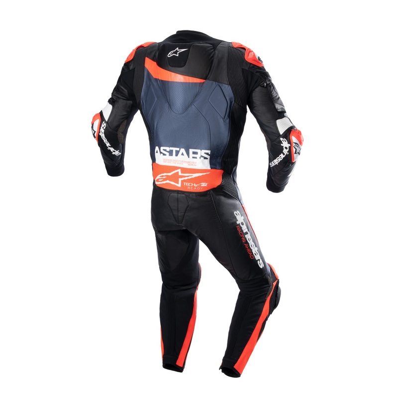 Alpinestars GP Plus 4 TECH-AIR compatibile tuta intera in pelle nero-rosso-fluo-blu scuro