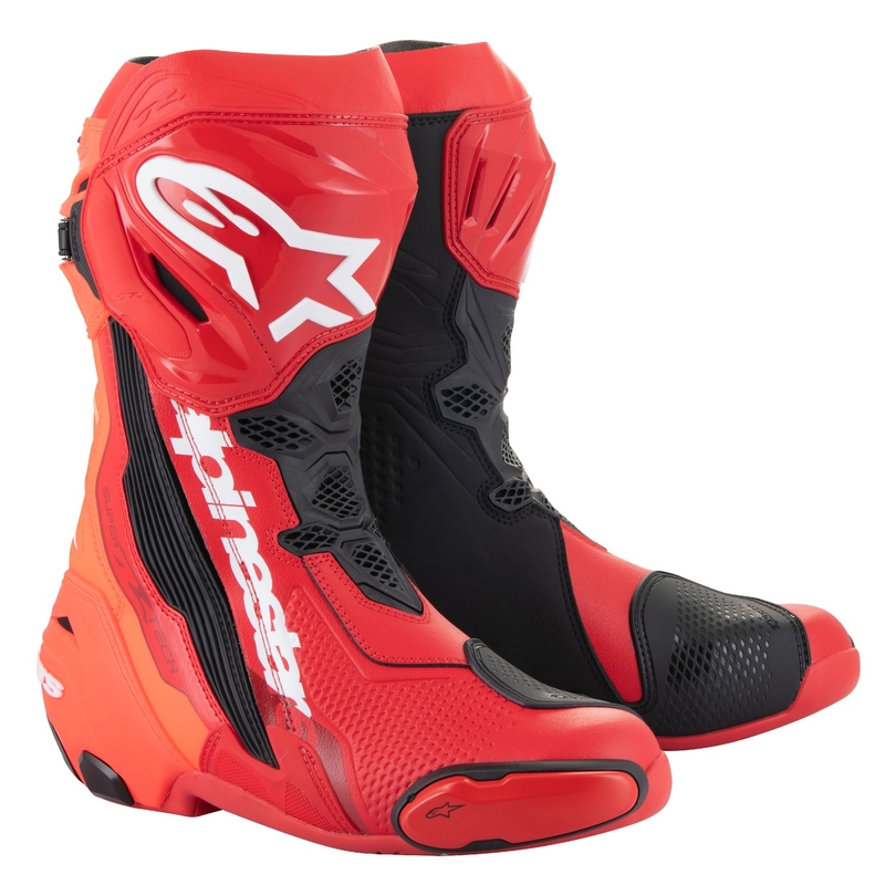 Stivali da moto Alpinestars Supertech R rosso fluo