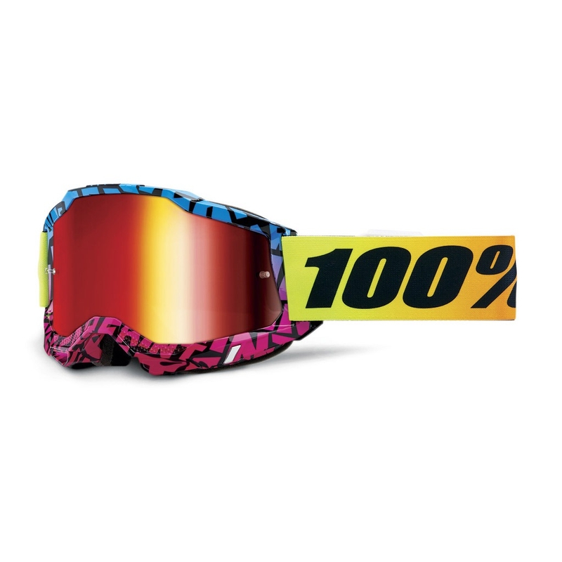 Occhiali da motocross 100% ACCURI 2 Special UTV/OTG - edizione limitata Ken Block rosso con plexi cromato