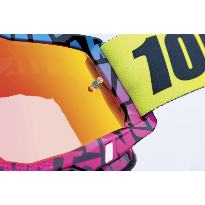 Occhiali da motocross 100% ACCURI 2 Special UTV/OTG - edizione limitata Ken Block rosso con plexi cromato