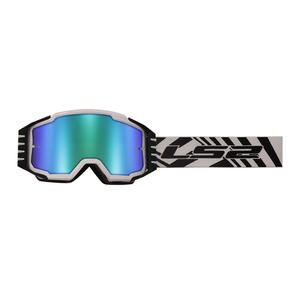 Occhiali da motocross LS2 Charger PRO bianchi con plexi all'iridio