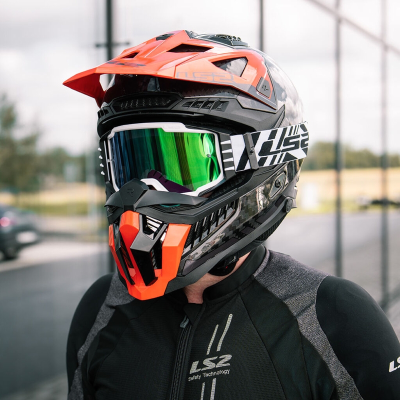 Occhiali da motocross LS2 Charger PRO bianchi con plexi all'iridio