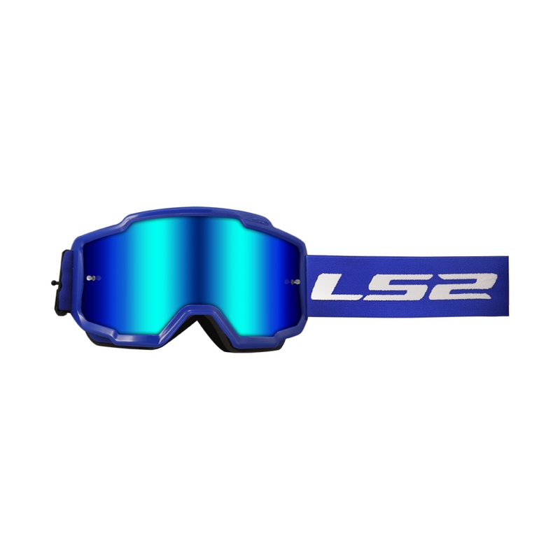 Occhiali da motocross LS2 Charger blu con plexi all'iridio