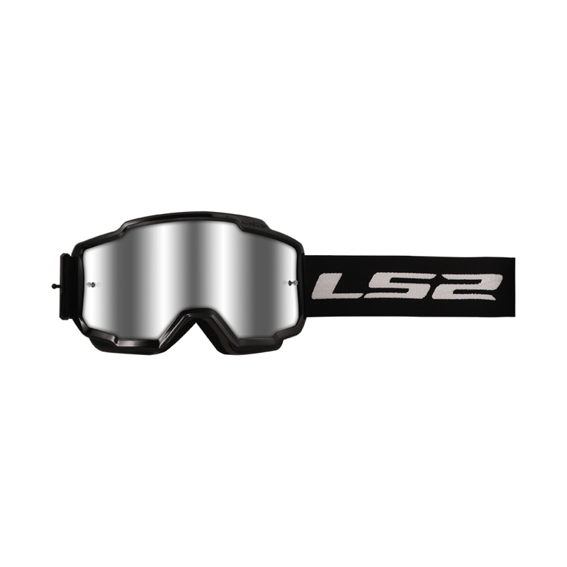 Occhiali da motocross LS2 Charger neri con plexi argento