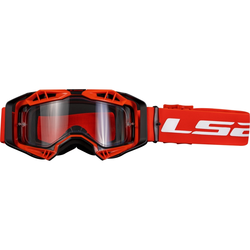 Occhiali da motocross LS2 Aura Enduro rosso plexi chiaro