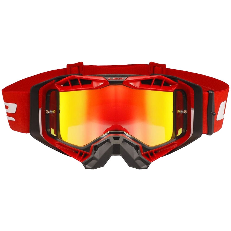 Occhiali da motocross LS2 Aura PRO nero-rosso iridium plexi