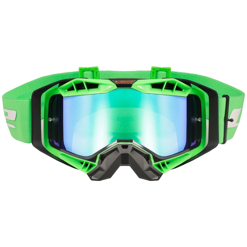Occhiali da motocross LS2 Aura PRO nero-verde iridium plexi