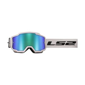 Occhiali da motocross LS2 Charger H-V bianco con plexi verde iridio