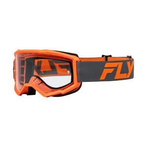 Occhiali da motocross Fly Racing Focus nero-arancio con plexi trasparente
