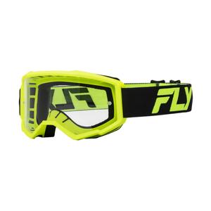 Occhiali da motocross FLY Racing Focus nero-giallo fluo con plexi trasparente