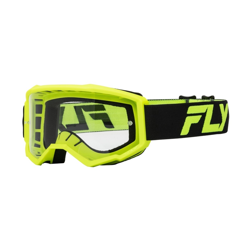 Occhiali da motocross FLY Racing Focus nero-giallo fluo con plexi trasparente