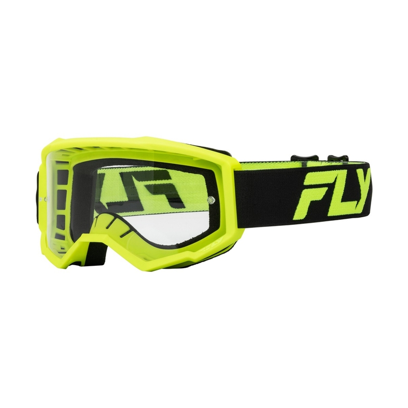 Occhiali da motocross per bambini FLY Racing Focus nero-giallo fluo con plexi trasparente