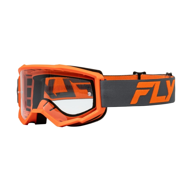 Occhiali da motocross per bambini FLY Racing Focus nero-arancio con plexi trasparente