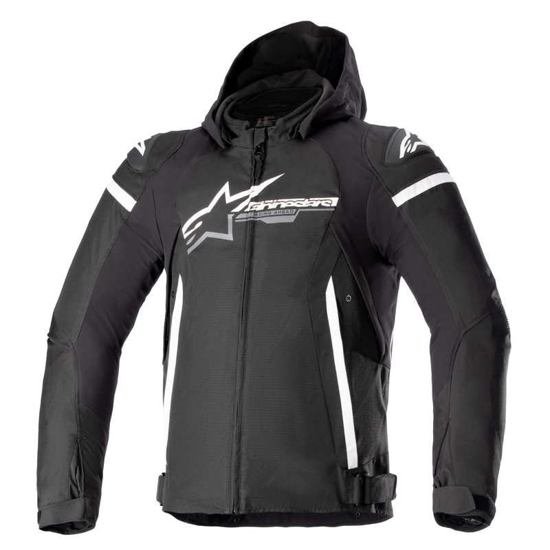 Alpinestars Zaca, giacca da moto impermeabile in bianco e nero