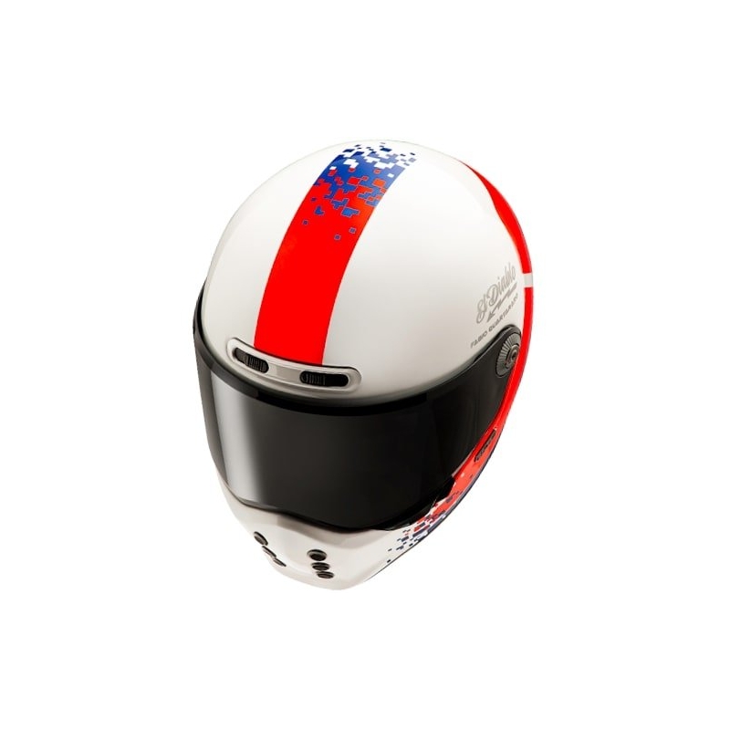 Casco moto integrale HJC V10 Fabio Quartararo 20 Retro bianco-rosso-blu