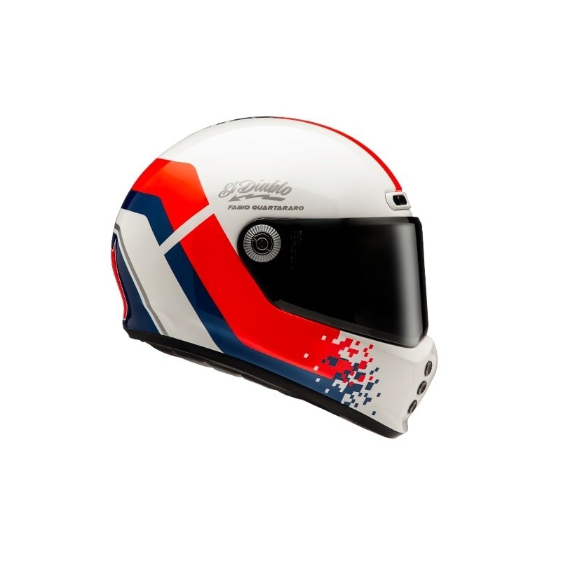 Casco moto integrale HJC V10 Fabio Quartararo 20 Retro bianco-rosso-blu