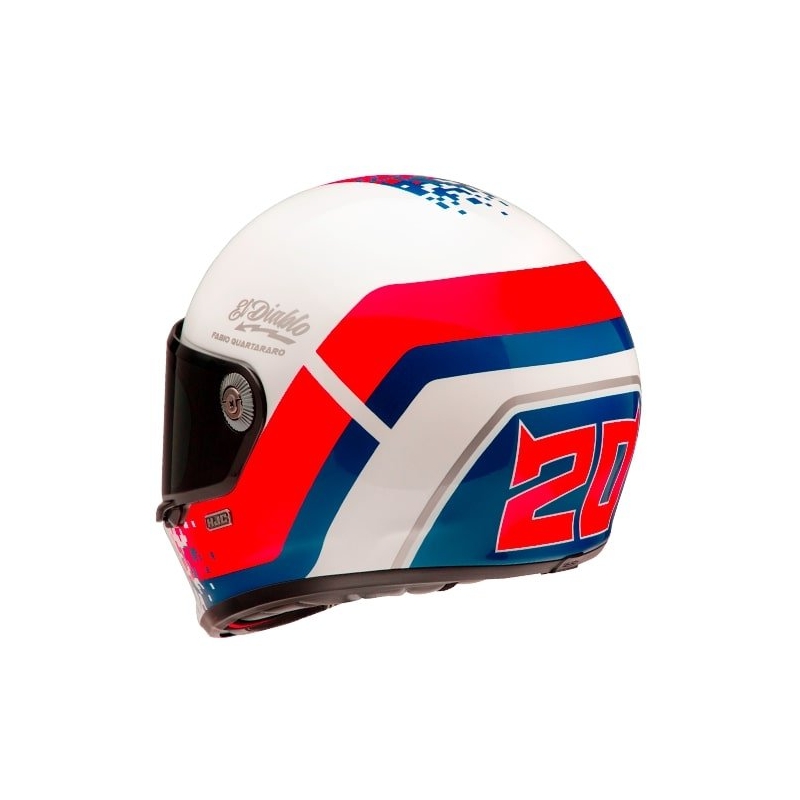 Casco moto integrale HJC V10 Fabio Quartararo 20 Retro bianco-rosso-blu