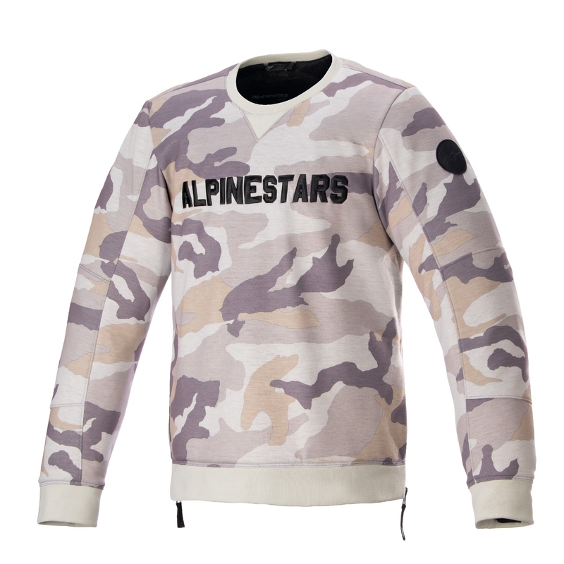Felpa da moto Alpinestars Legit Crew Fleece, mimetica chiara-grigio