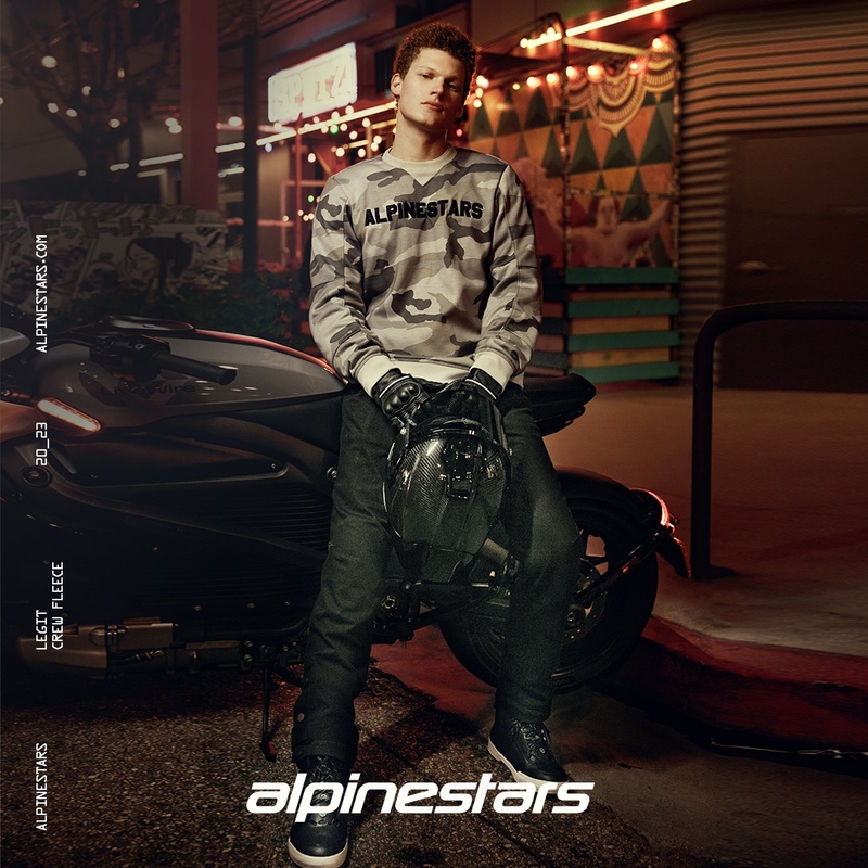 Felpa da moto Alpinestars Legit Crew Fleece, mimetica chiara-grigio