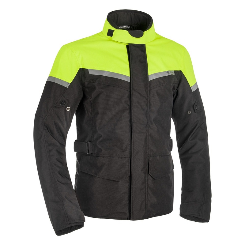 Giacca da moto Oxford Spartan Long WP nero-giallo fluo