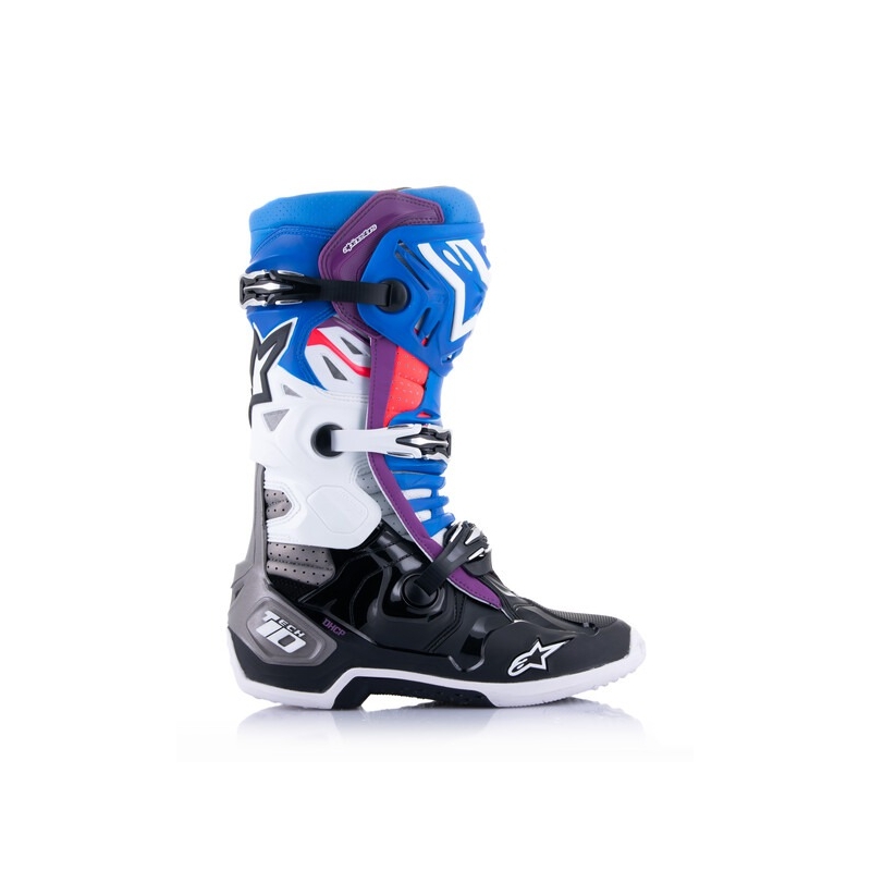 Alpinestars Tech 10 Supervented Stivali da moto perforati blu-viola-rosa-bianco-grigio-nero