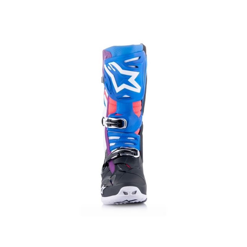 Alpinestars Tech 10 Supervented Stivali da moto perforati blu-viola-rosa-bianco-grigio-nero
