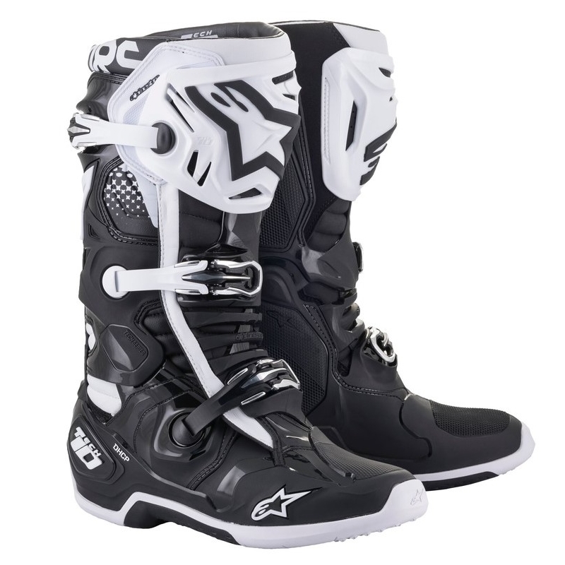 Stivali da moto Alpinestars Tech 10 bianchi e neri
